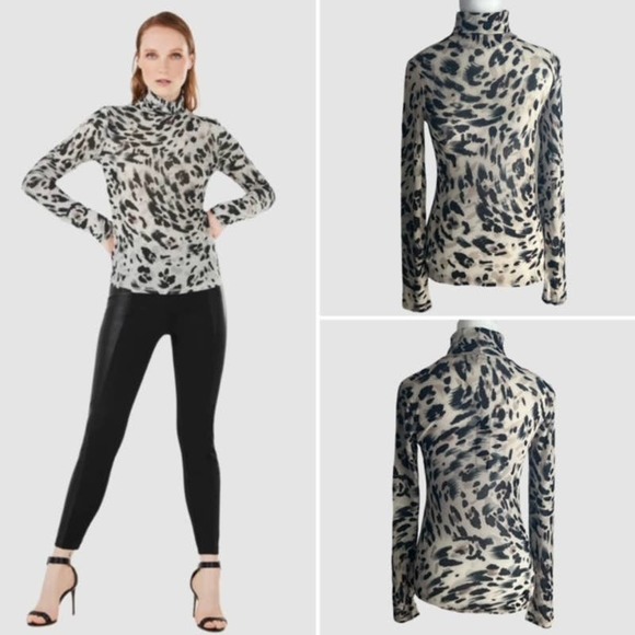 BCBGMaxAzria Turtleneck Top Leopard Print, NWT-Size XS - Picture 1 of 10